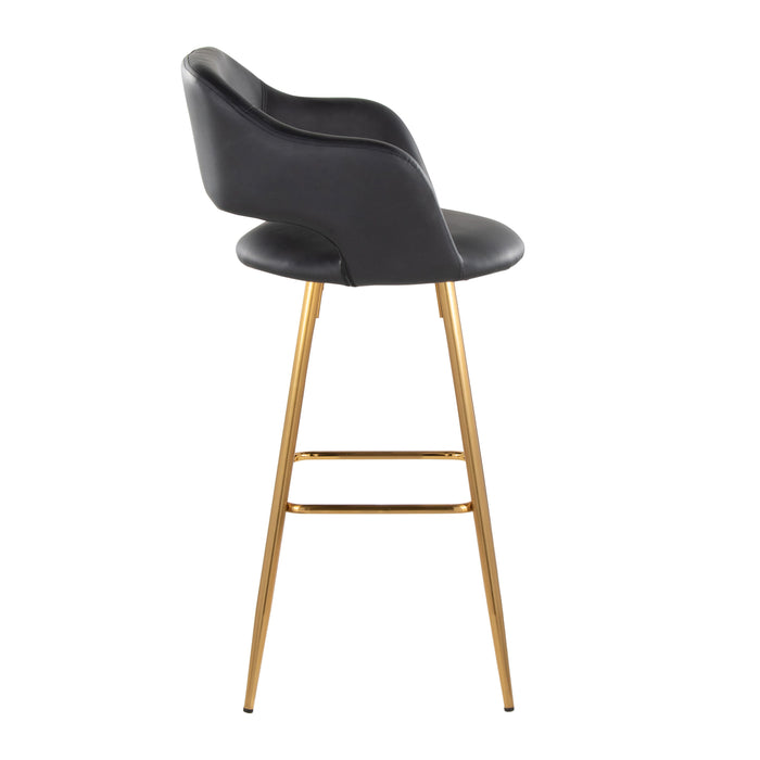 Margarite - Contemporary Fixed Height Barstool With Footrest (Set of 2) With Square