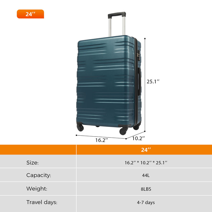 Luggage With Tsa Lock Spinner Wheels Hardside Expandable Luggage Travel Suitcase Check In Luggage ABS 24"