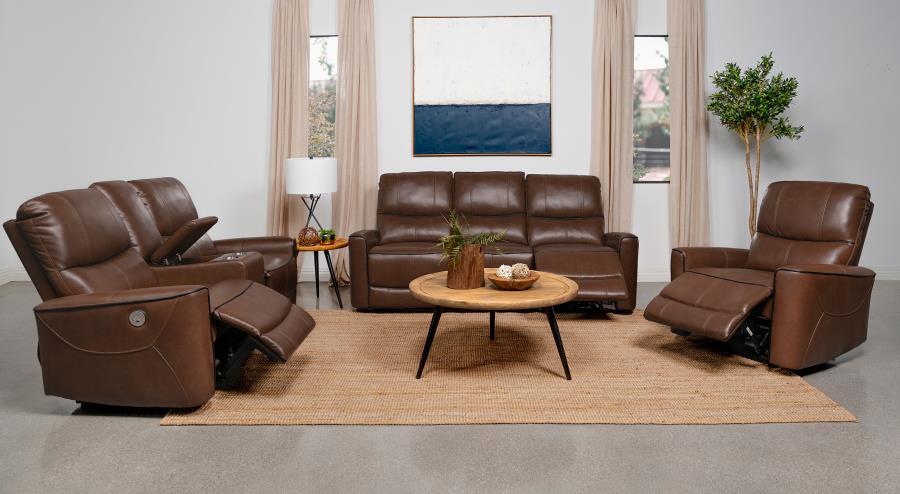 Greenfield - Upholstered Power Reclining Loveseat With Console