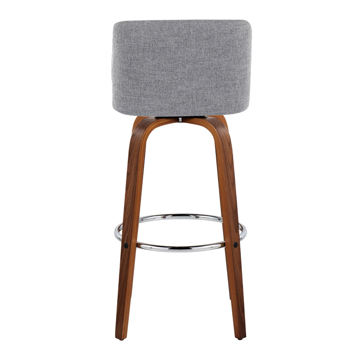 Toriano - Mid Century Modern Fixed Height, Barstool With Swivel With Round Footrest (Set of 2)