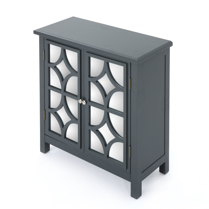 Firwood Mirror Finished Double Door Cabinet - Charcoal Gray