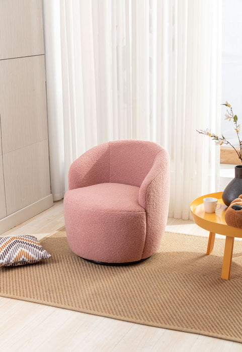 Teddy Fabric Swivel Accent Armchair Barrel Chair With Powder Coating Metal Ring