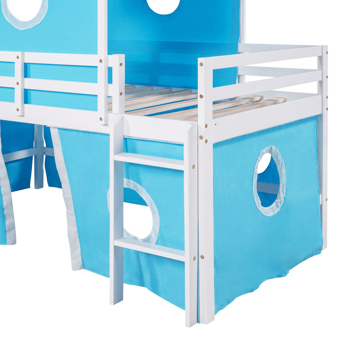 Loft Bed With Slide Tent And Tower