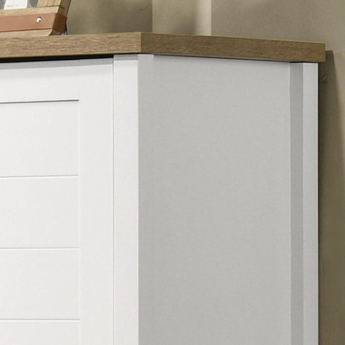 Claire - Storage Cabinet With Oak Accent Finish And Framed Slatted Panel Design - White