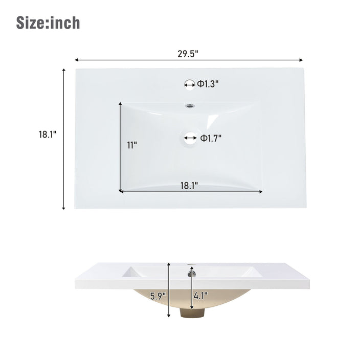 Bathroom Vanity Set With Sink, Combo Cabinet, Bathroom Storage Cabinet, Solid Wood Frame