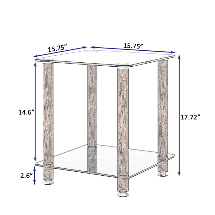 Side Table, 2 Tier Space End Table, Modern Night Stand, Sofa Table, Side Table With Storage Shelve