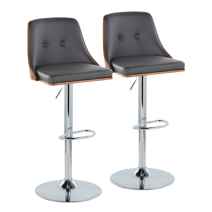 Gianna - Mid Century Modern Adjustable Barstool With Swivel With Oval Footrest (Set of 2)