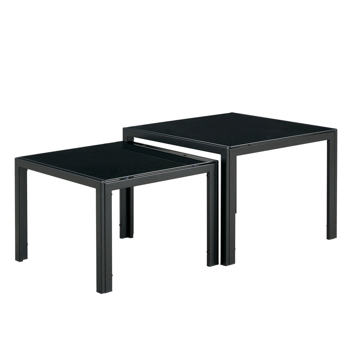 Nesting Coffee Table (Set of 2), Square Modern Stacking Table With Tempered Glass Finish For Living Room