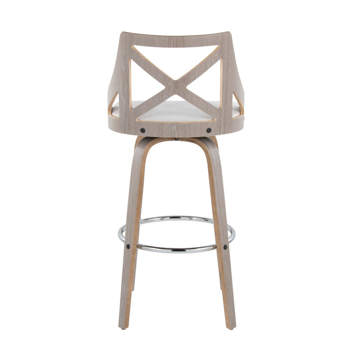 Charlotte - Farmhouse Fixed-Height Barstool With Swivel With Round Footrest (Set of 2)