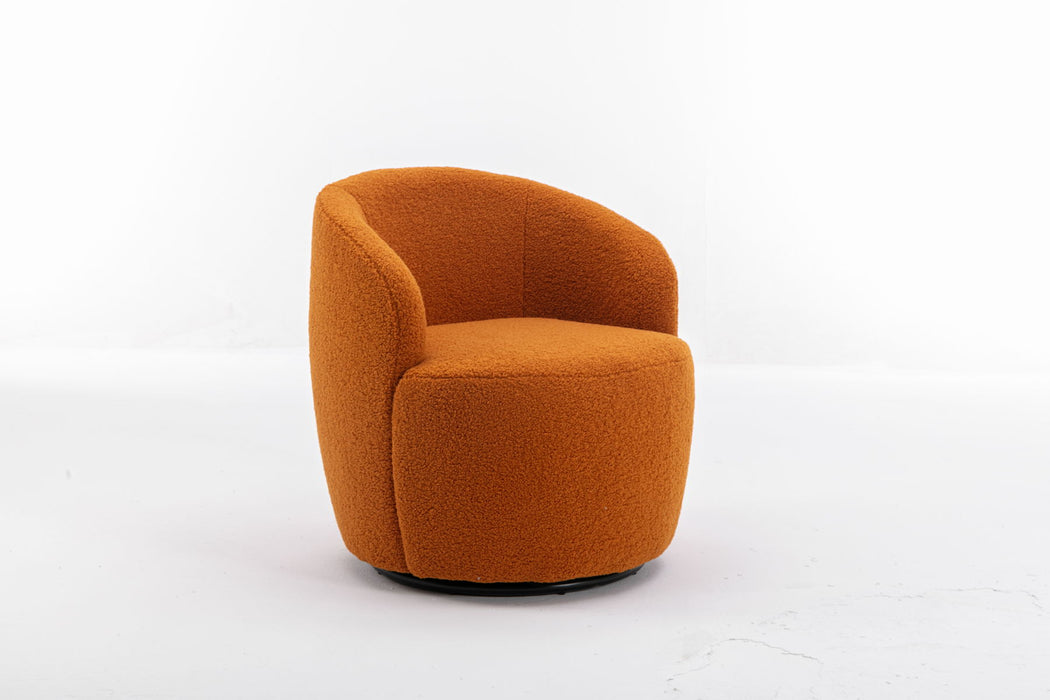 Teddy Fabric Swivel Accent Armchair Barrel Chair With Powder Coating Metal Ring