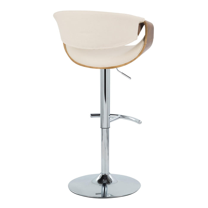 Curvo - Mid Century Modern Adjustable Barstool With Swivel With Rounded T Footrest (Set of 2)