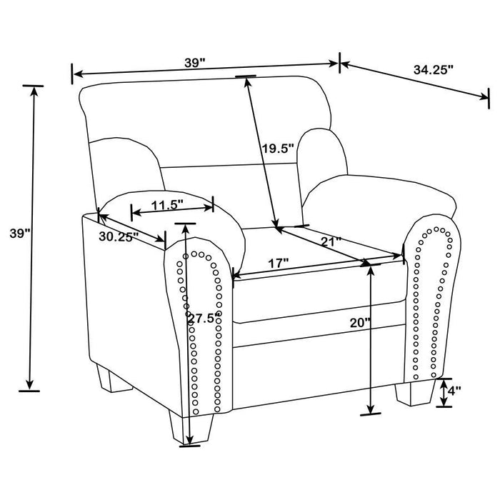 Clementine - Upholstered Padded Arm Accent Chair