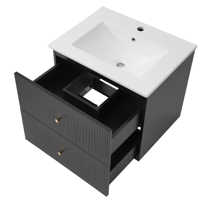 Wall Mounted Bathroom Vanity With 2 Drawers, Ideal For Small Bathrooms