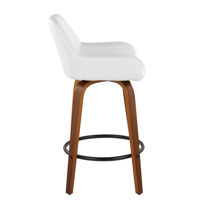 Daniella - Contemporary Fixed Height Counter Stool With Swivel With Round Footrest (Set of 2)