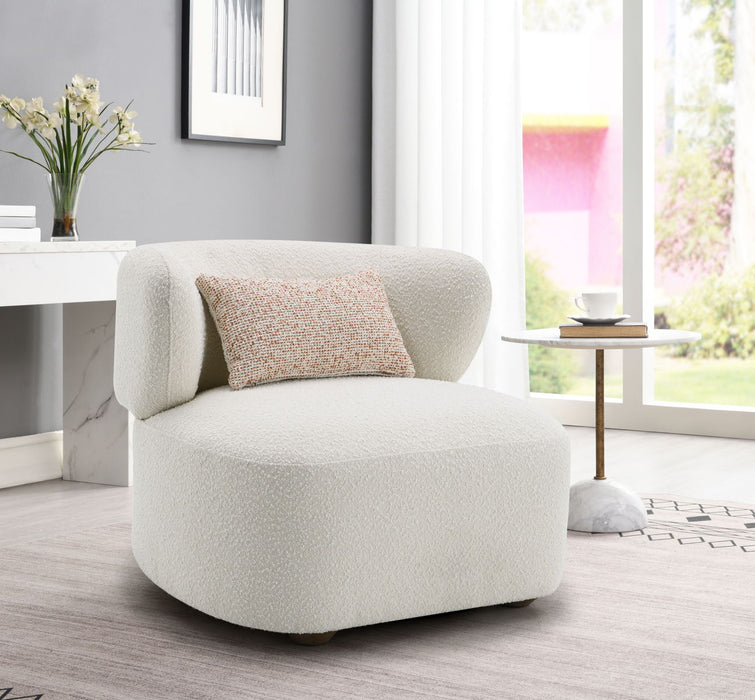 Darius - Boucle Accent Chair With Toss Pillow - Beige