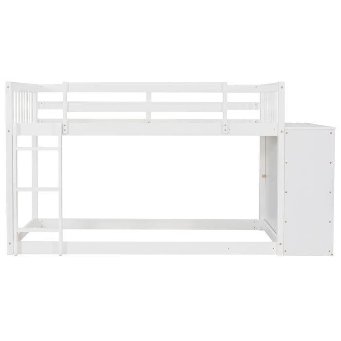 Twin Over Twin Bunk Bed With 4 Drawers And 3 Shelves