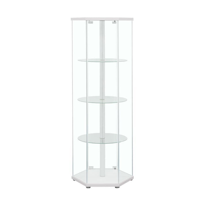 Zahavah - 4-Shelf Hexagonal Clear Glass Curio Cabinet