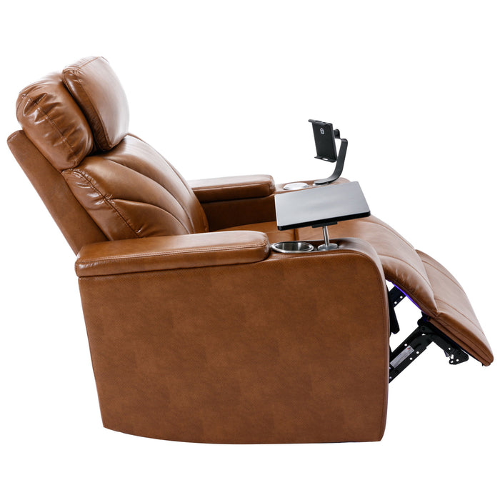 Power Motion Recliner With USB Charging Port And Hidden Arm Storage, Home Theater Seating With Convenient Cup Holder Design, And Stereo