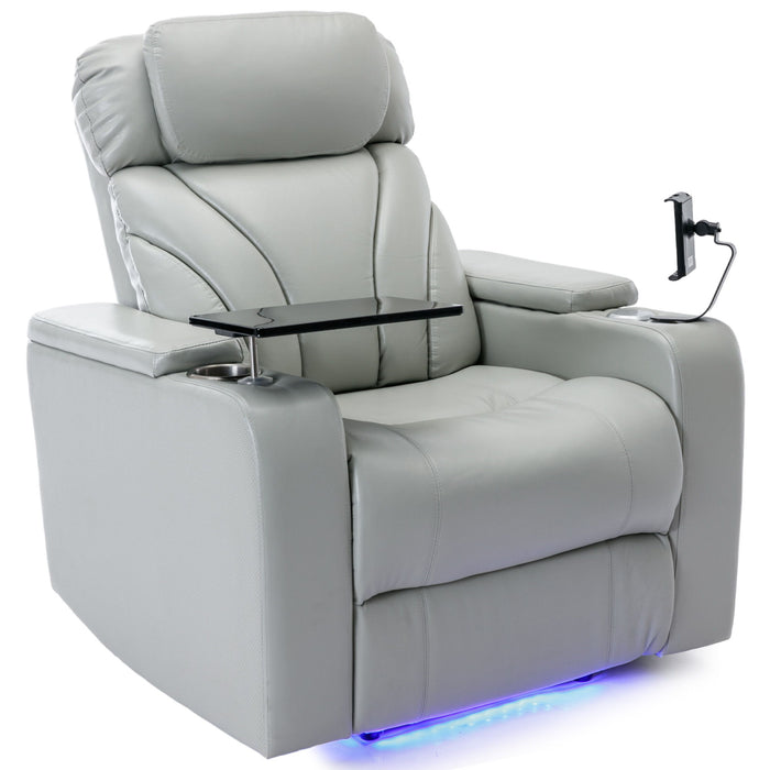 Power Motion Recliner With USB Charging Port And Hidden Arm Storage, Home Theater Seating With Convenient Cup Holder Design, And Stereo