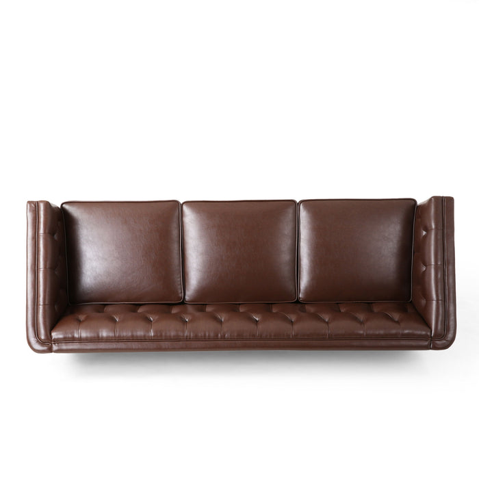 PU Sofa, Tufted Back, Solid Wood Legs, Living Room And Study