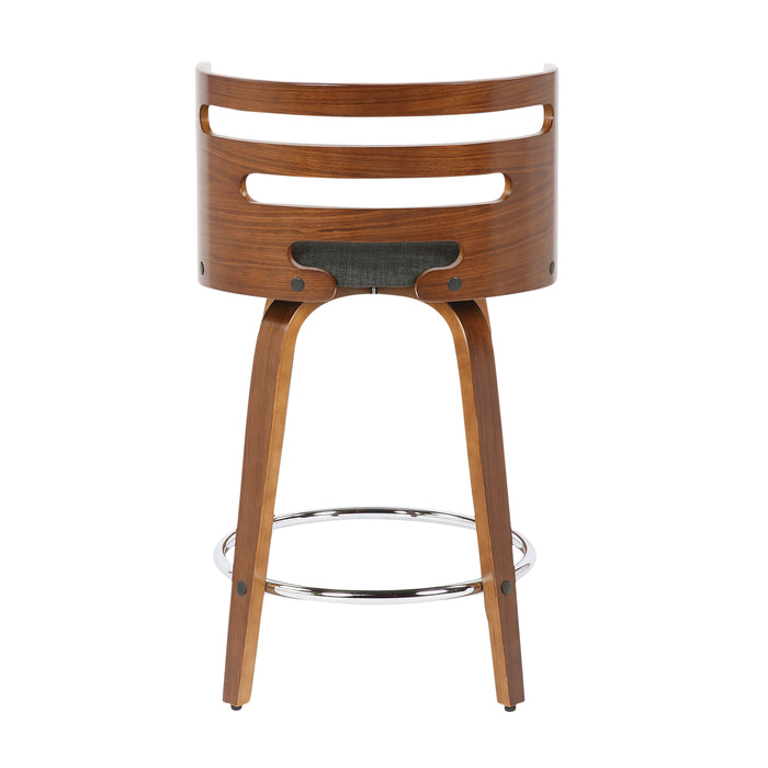 Cosini - Mid Century Modern Fixed Height Counter Stool With Footrest With Swivel (Set of 2)