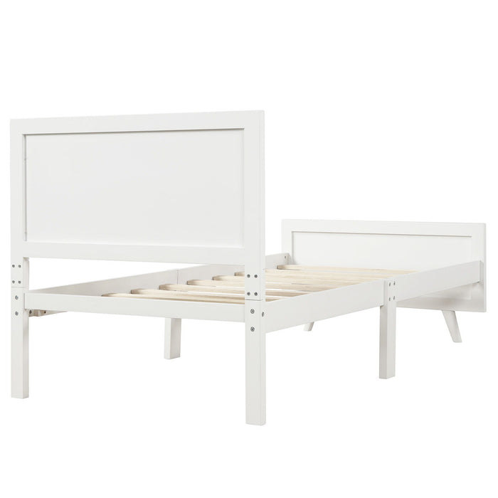 Twin Platform Bed Frame Mattress Foundation With Headboard And Wood Slat Support