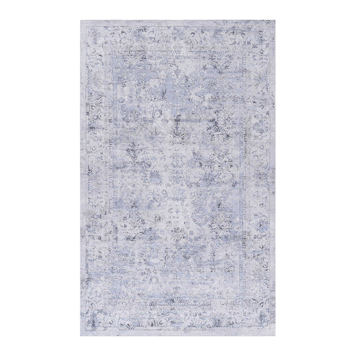 3' x 5' Area Rug, Washable, Low-Pile, Non-Slip, Non-Shedding, Foldable, Kid & Pet Friendly - Blue / Cream