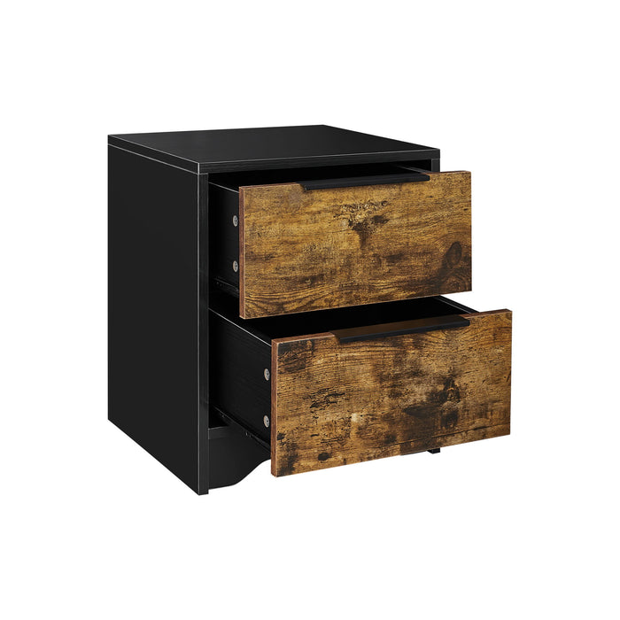 Wooden Nightstand With Two Drawers For Bedrooms And Other Places