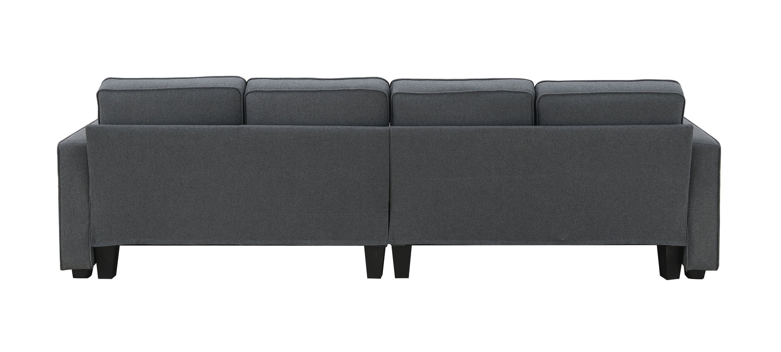 4 Seater Modern Linen Sofa With Armrest Pockets And 4 Pillows, Minimalist Style Couch For Living Room