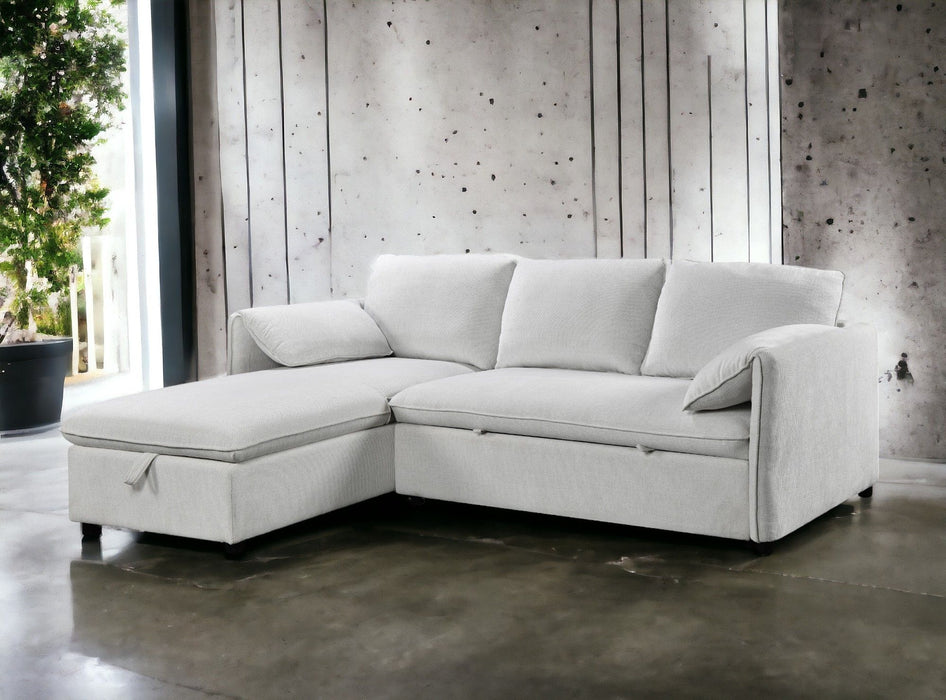 Yaroslav - Chenille Reversible Sectional Sofa With Sleeper Storage - Cream