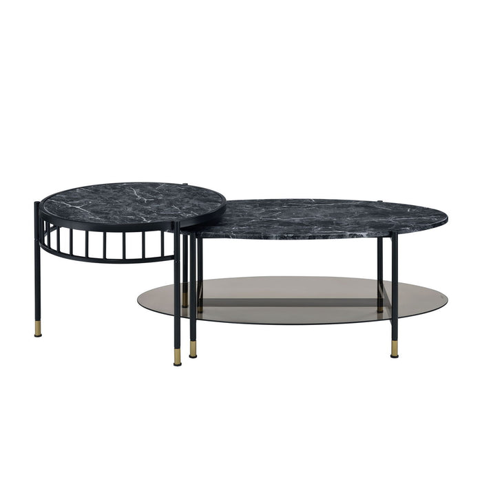 Silas - Engineered Stone Top Nesting Table - Black