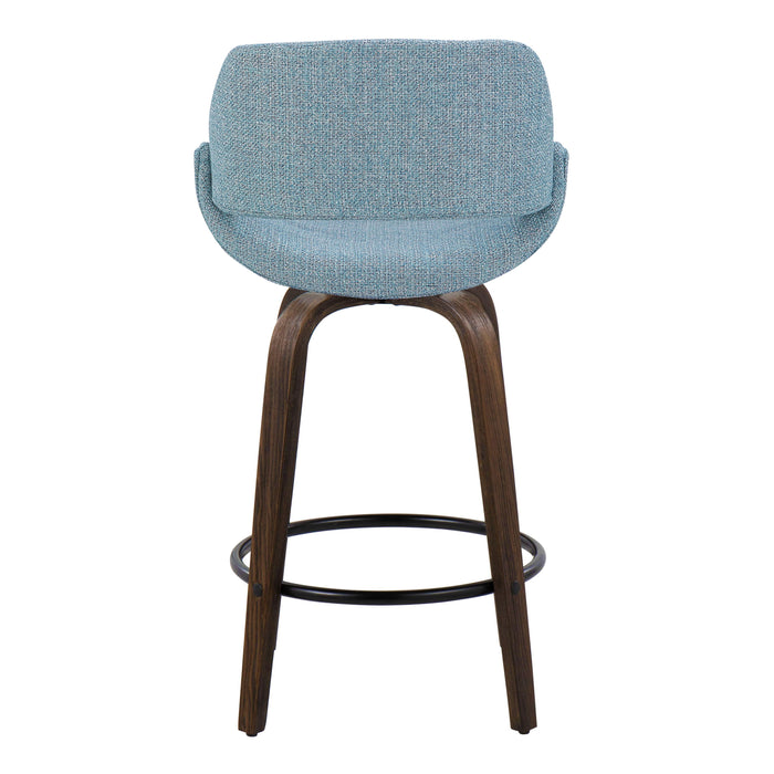 Fabrico - Mid Century Modern Fixed Height Counter Stool & Round Footrest (Set of 2)