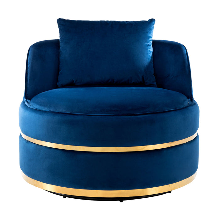 360° Swivel Accent Chair Velvet Modern Upholstered Barrel Chair Over-Sized Soft Chair With Seat Cushion For Living Room