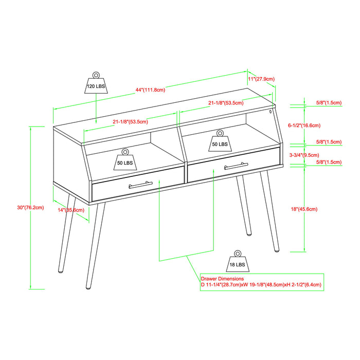 Contemporary 2 Drawer Angled Entry Table - Slate Gray