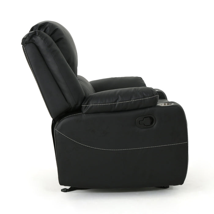 Glider Recliner With Steel Cup Holders - Black