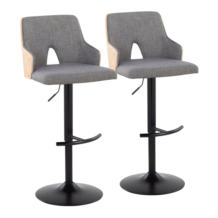 Stella - Contemporary Adjustable Barstool Stool With Swivel And Rounded T Footrest (Set of 2)