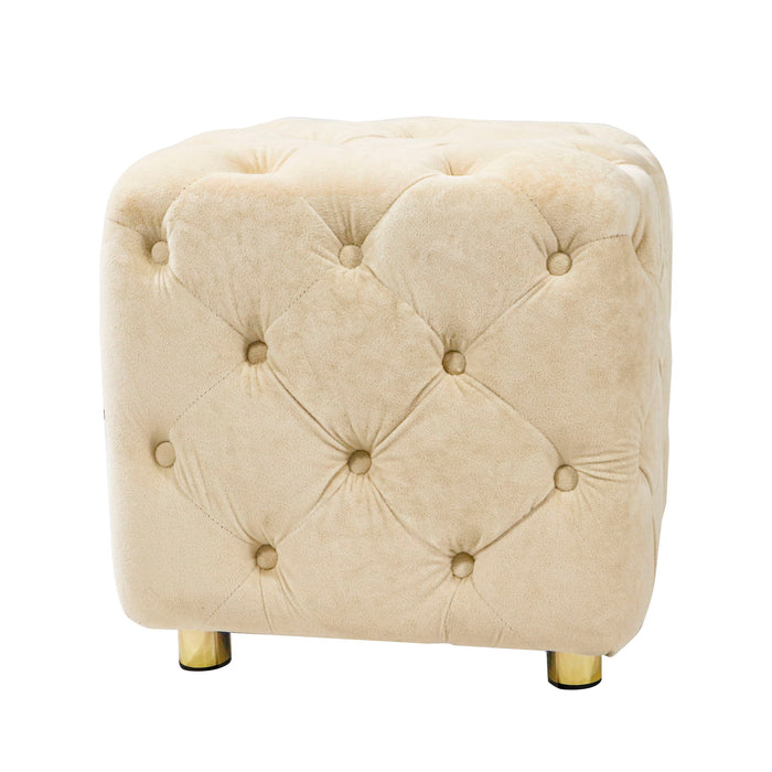 Modern Velvet Upholstered Ottoman, Exquisite Small End Table, Soft Foot Stool, Dressing Makeup Chair, Comfortable Seat For Living Room, Bedroom, Entrance