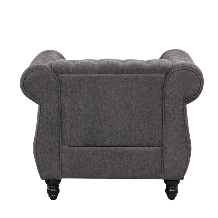 Modern Sofa Dutch Plush Upholstered Sofa, Solid Wood Legs, Buttoned Tufted Backrest