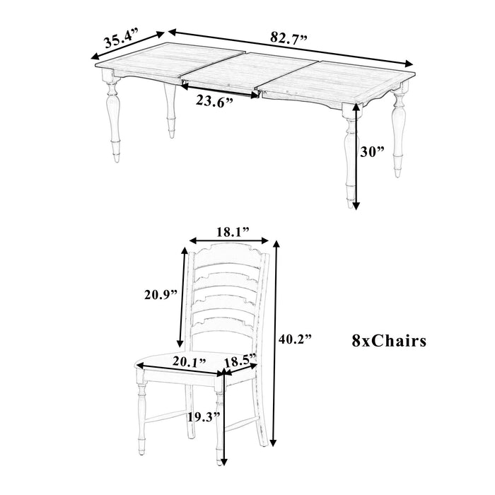 Topmax - Vintage Traditional Extendable Dining Table Set With Removable Leaf