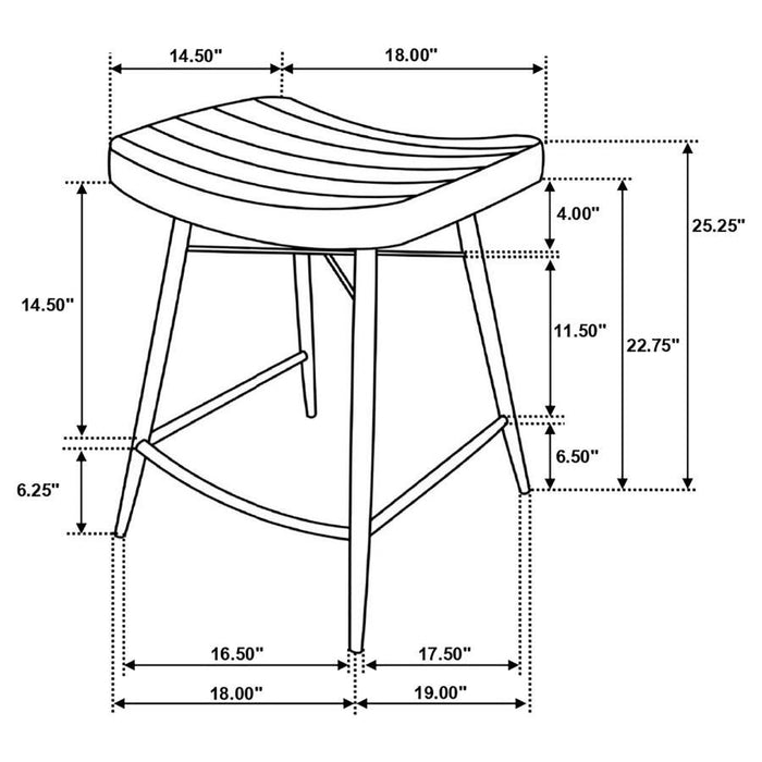 Bayu - Leather Upholstered Saddle Seat Backless Counter Height Stool (Set of 2)