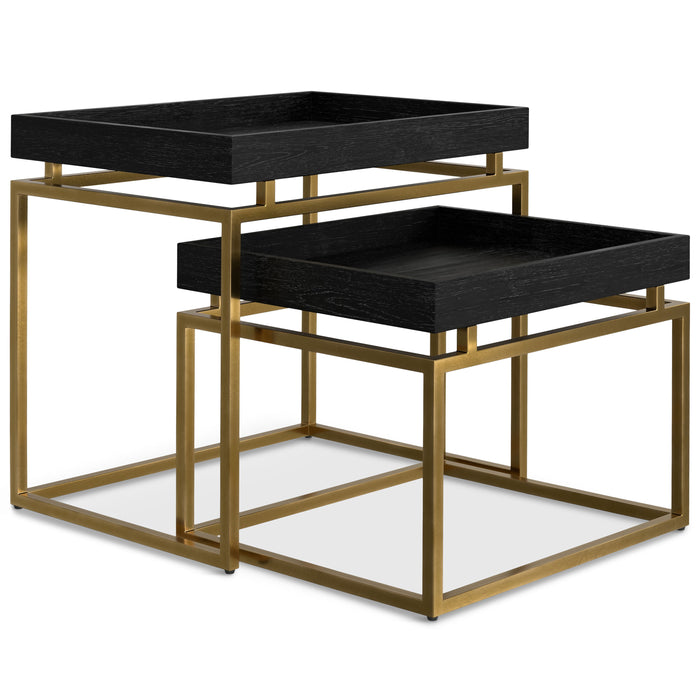 Macy - 2 Pc Nesting Table - Black, Gold