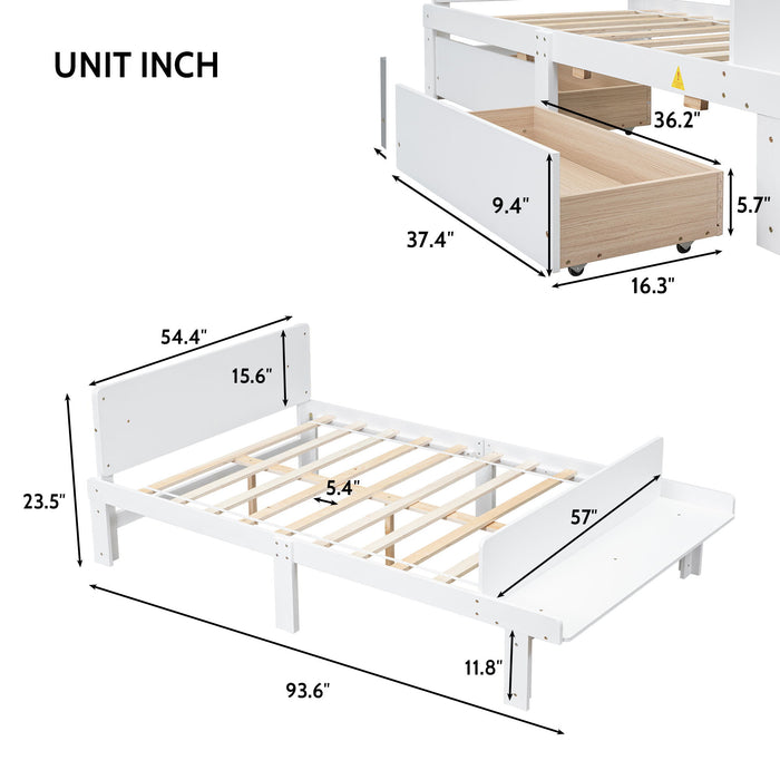 Bed With Footboard Bench, 2 Drawers