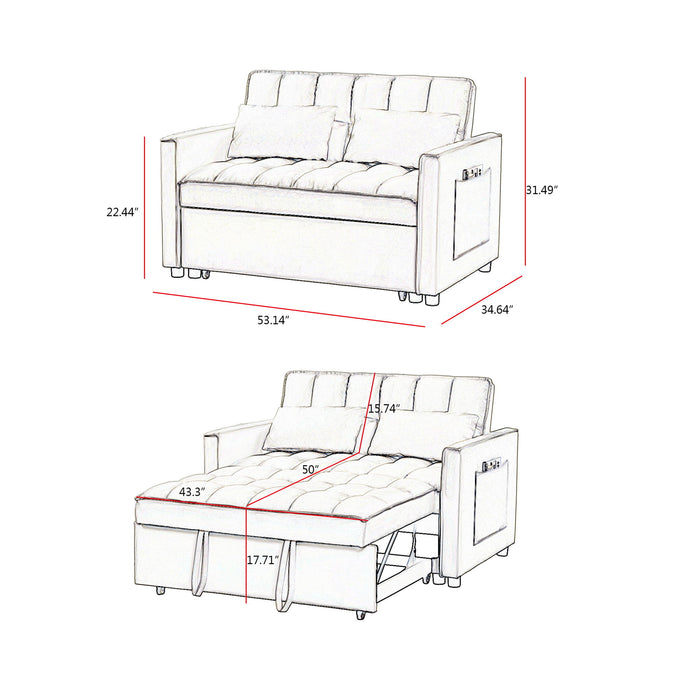 Velvet Loveseat Sofa Bed