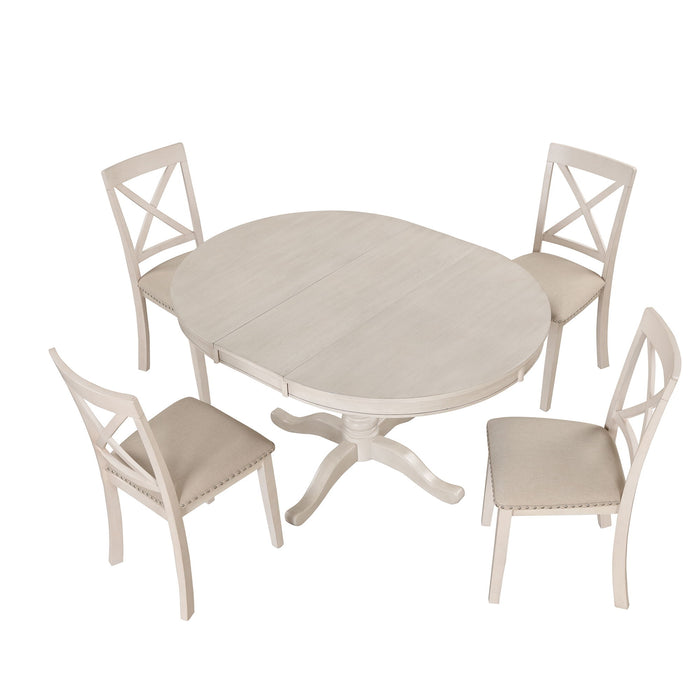 Modern Dining Table Set For 4, Round Table And 4 Kitchen Room Chairs, 5 Piece Kitchen Table Set For Dining Room, Dinette, Breakfast Nook