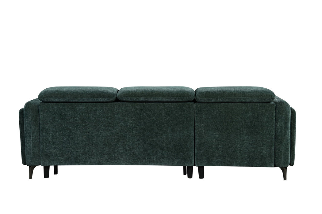 Zadok - Chenille Sectional Sofa With Sleeper & Storage - Green