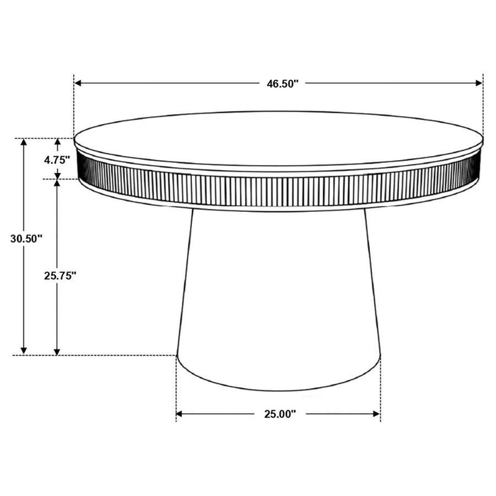 Ortega - Round Marble Top Solid Base Dining Table - White And Natural