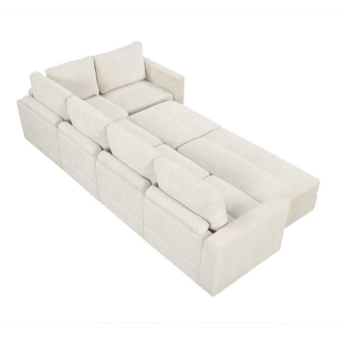 Sectional Couch Sofa Bed Modular Sofa With Two Movable Ottomans For Living Room