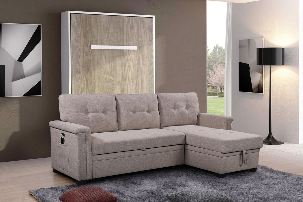 Ashlyn - Reversible Sleeper Sectional Sofa With Storage Chaise, USB Charging Ports And Pocket
