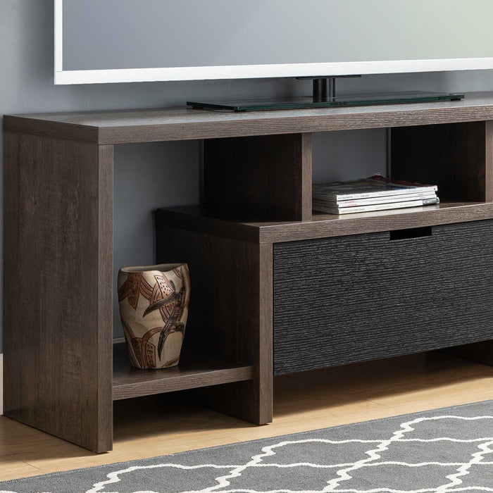 Two-Toned Modern TV Stand With Three Shelves