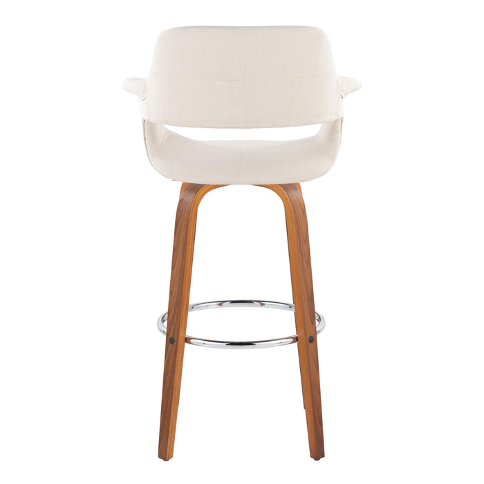 Vintage Flair - Mid Century Modern Fixed Height Barstool With Swivel & Round Footrest (Set of 2)